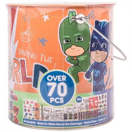 Slammer 7793 - Pj Masks Superpigiamini Secchiello Latta Deluxe 70 pz.