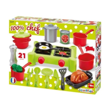 Smoby 2649 - Ecoiffier - Chef Set Stoviglie Da Cucina Con Fornello 21 pz.