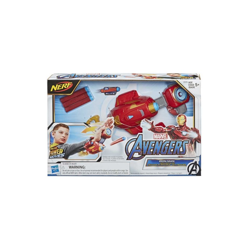 Hasbro E7376 - Marvel Avengers - Guanto di Iron Man a Scarica Repulsiva con Dardi Nerf