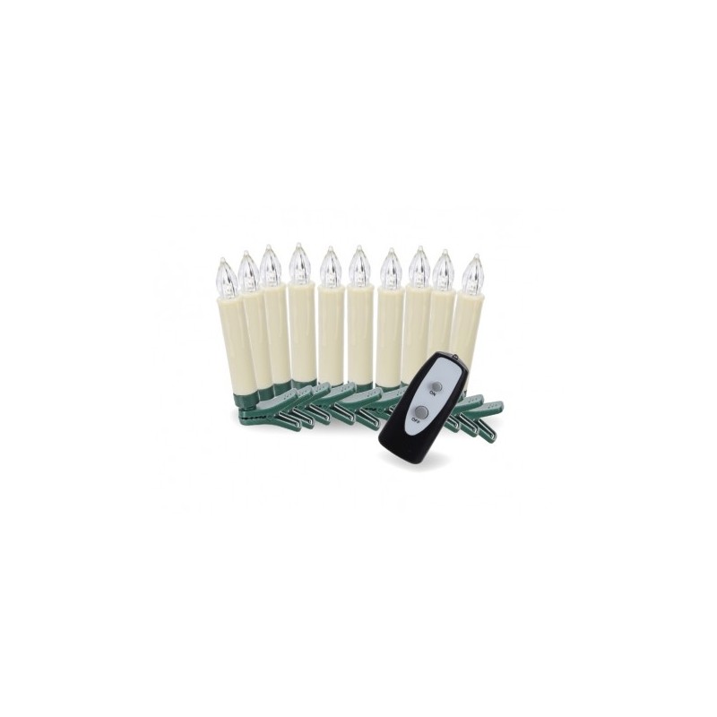 Koopman 10 - Conf. 10 Candele Avorio con Led e Pinza