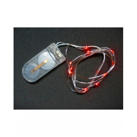 EuroNatale 74372R - 10 Luci Led Rosse a Batteria 0.90Mt + 0.30Mt Cavo