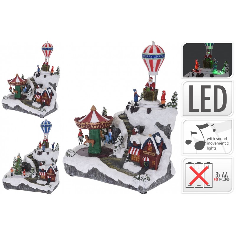 Koopman ACD003010 - Scena Natale 24x29cm Led Suono e Movimento 2 Ass