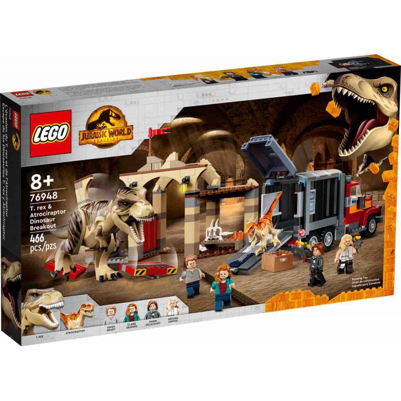 Lego 76948 - Jurassic World - La Fuga del T-Rex e dell'Atrociraptor