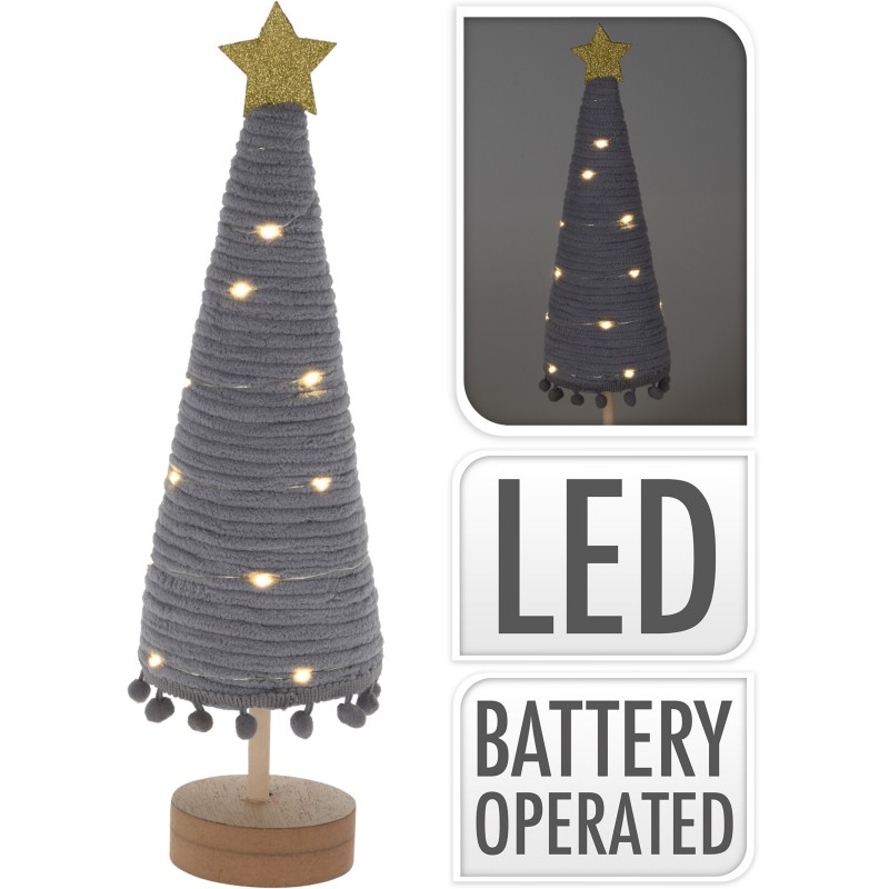 Koopman XX8113720 - Albero Lana Grigio 38cm 20 Led