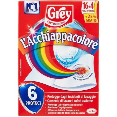 Grey 8250 - L'Acchiappa Colore 16 + 4 Fogli Gratis per Lavatrice