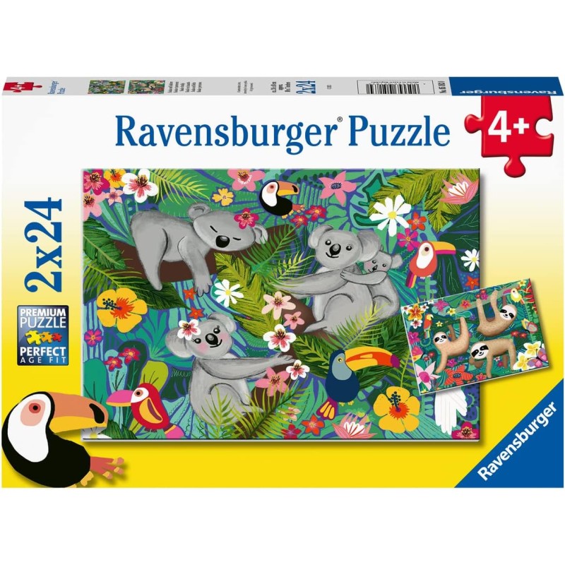 Ravensburger 05183 - Puzzle 2X24 Pezzi - Koala E Bradipi