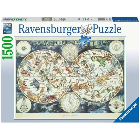 Ravensburger 16003 - Puzzle 1500 Pezzi - Mappa Del Mondo Di Animali Fantastici