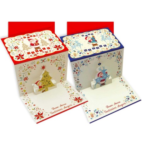 Kartos 48101 - Biglietti Pop-up Babbo Natale 11x17cm Conf.12 pz