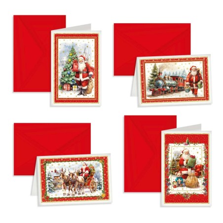 Kartos 48200 - Biglietti Babbo Natale con Cornici 11x17cm Conf.12 pz