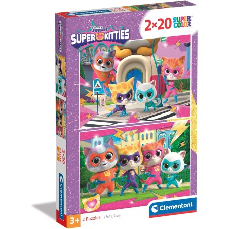 Clementoni 24811 - Puzzle 2 x 20 Pezzi - Super Kitties