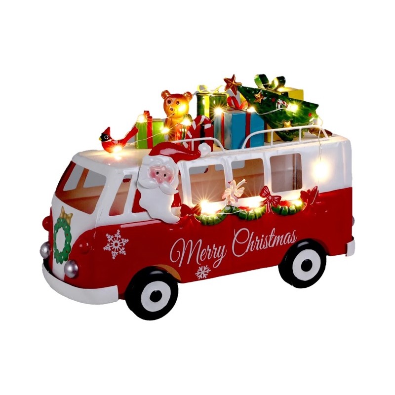 Koopman ALX630270 - Babbo Natale su Autobus con Led 31x22 cm