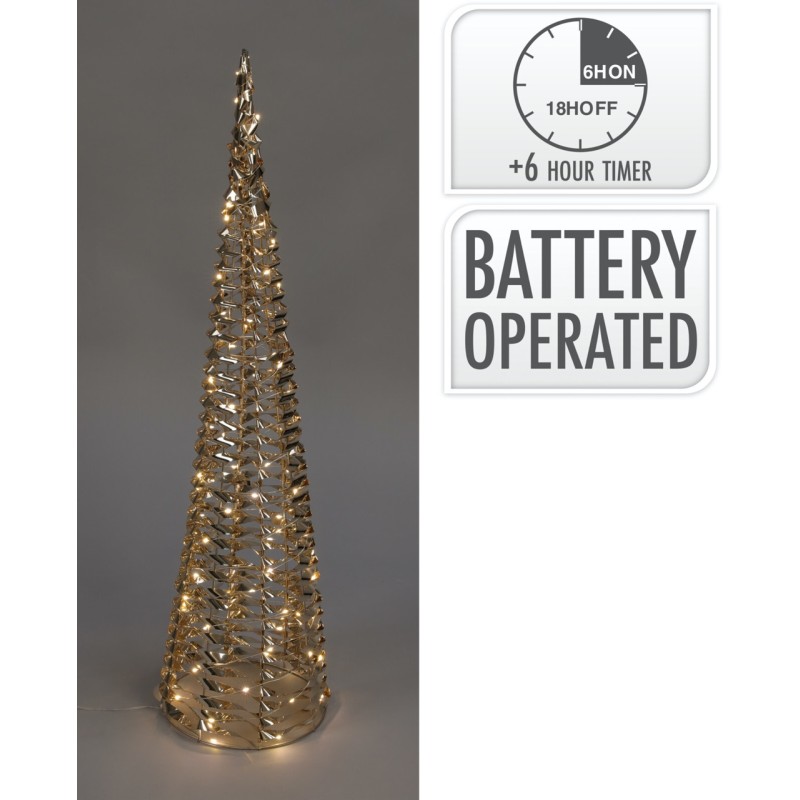 Koopman AMZ112210 - Albero Cono Oro 60 Led Luce Calda 60 cm