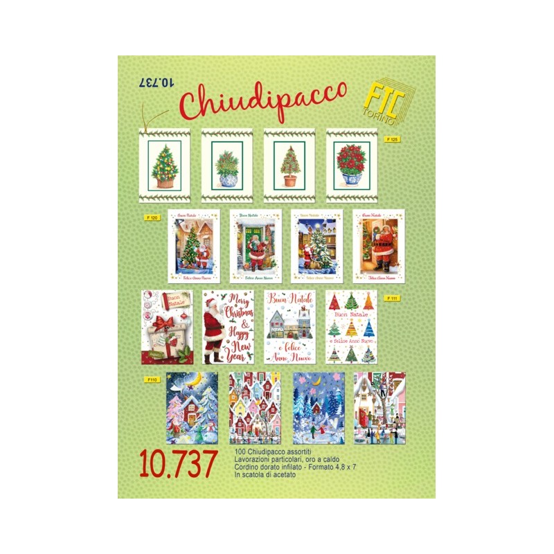 Ftc 10737 - Chiudipacco Natalizi Assortiti Conf. 100 pz