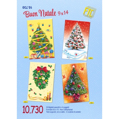 Ftc 10730 - Biglietti Natale 9 x 14 cm Conf. 50 pz