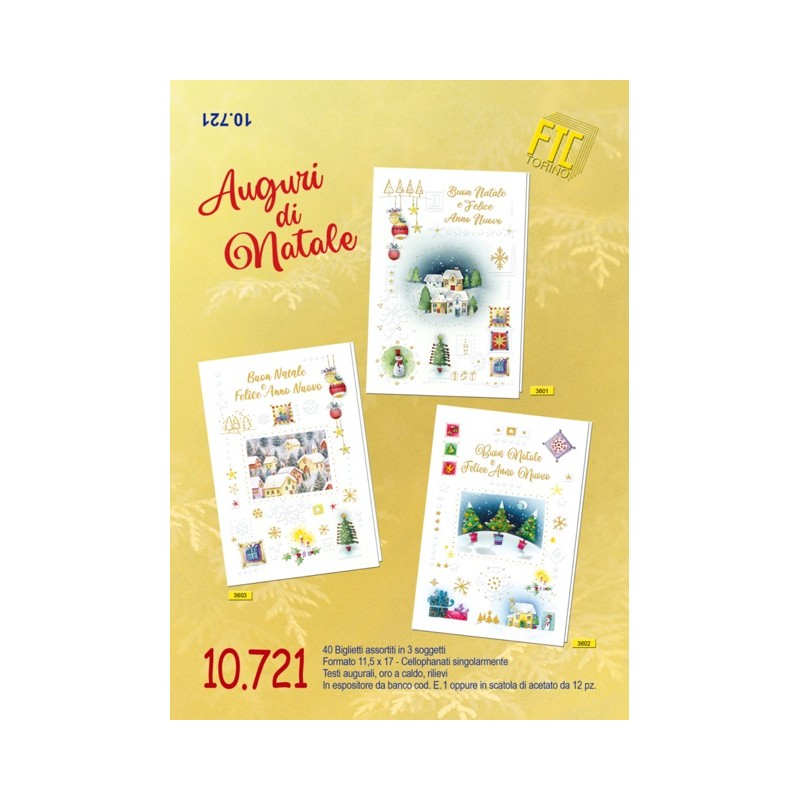 Ftc 10721 - Biglietti Buon Natale Felice Anno Nuovo 11,5x17cm Conf. 12 pz