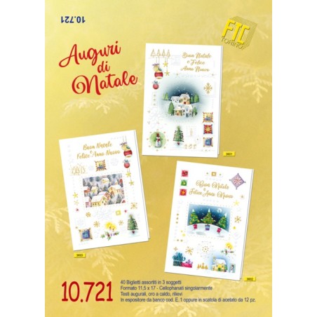 Ftc 10721 - Biglietti Buon Natale Felice Anno Nuovo 11,5x17cm Conf. 12 pz