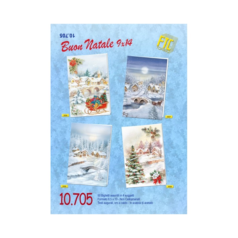 Ftc 10705 - Biglietti Buon Natale 9x14 cm Conf. 50 pz