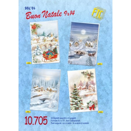 Ftc 10705 - Biglietti Buon Natale 9x14 cm Conf. 50 pz