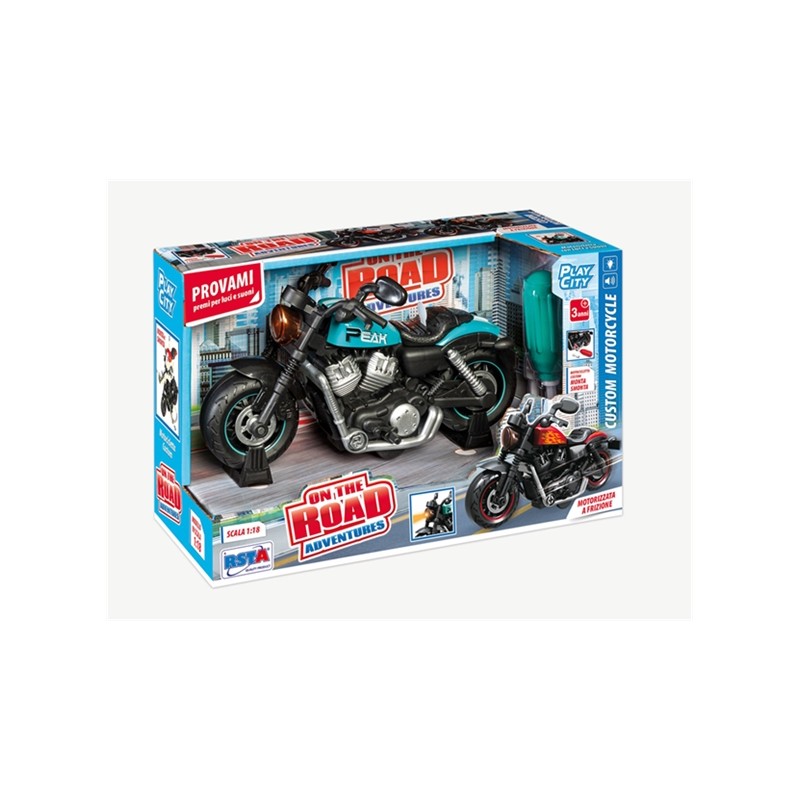 Rstoys 11938 - Motocicletta Custom Monta e Smonta Luci e Suoni Scala 1:18