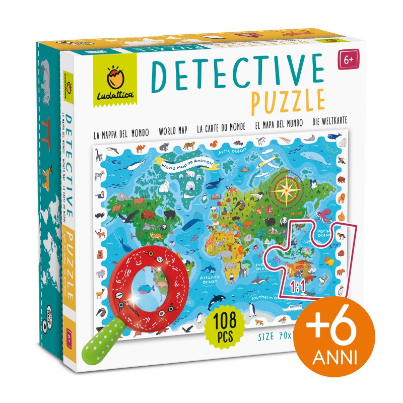 Educational 23423 - Detective Puzzle - La Mappa degli Animali dal Mondo