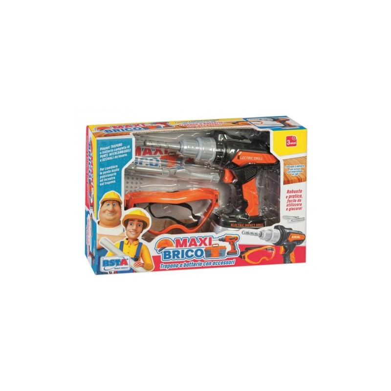 Rstoys 11690 - Trapano a Batteria Maxi Brico con Occhiali Lavoro