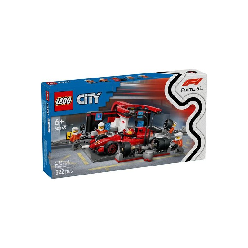 Lego 60443 - City - Pitstop e Meccanici con Monoposto Ferrari F1