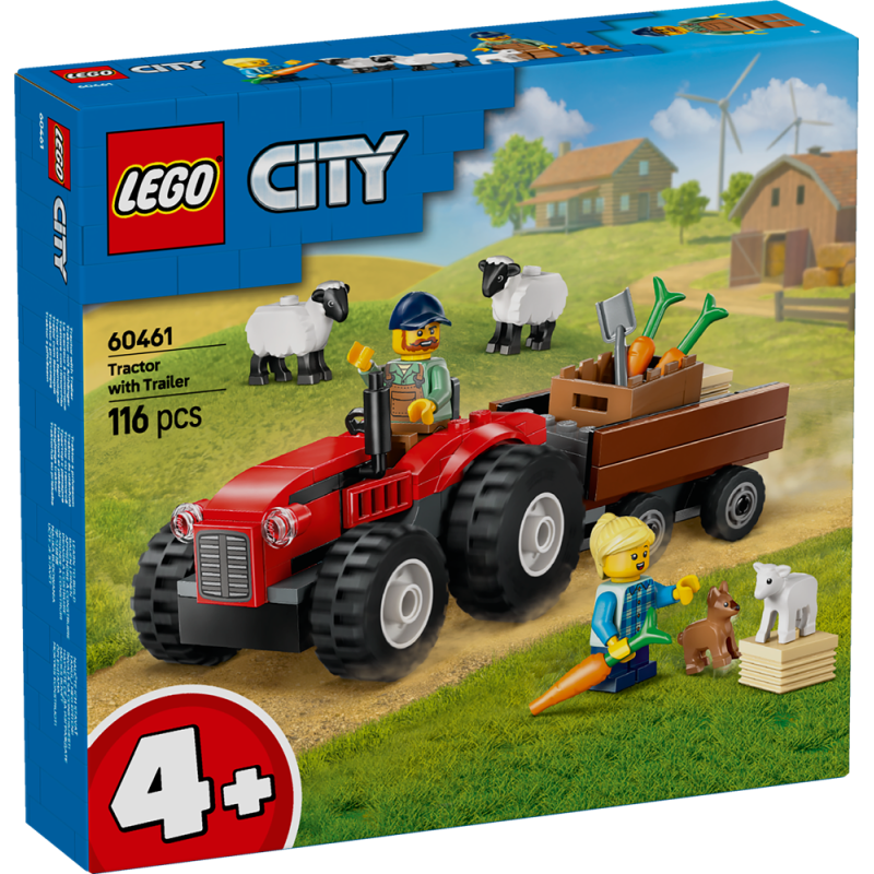 Lego 60461 - City - Trattore Agricolo Rosso con Rimorchio e Pecore