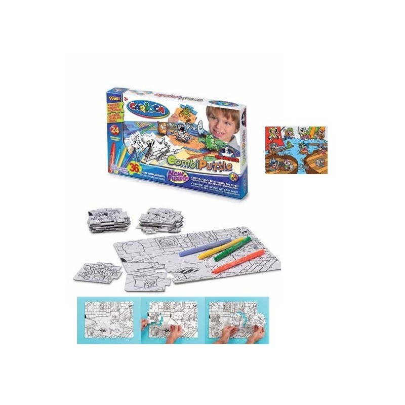 Carioca 40186 - Combi Puzzle Pirati Con Pennarelli