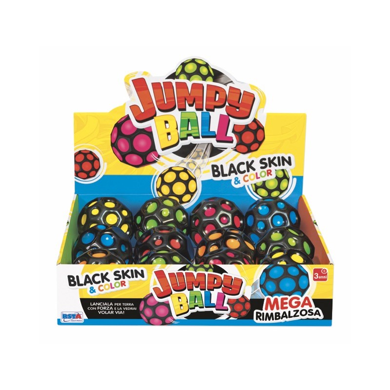 Rstoys 12119 - Palla Jumpy Mega Rimbalzo Black Skin Display 12 pz