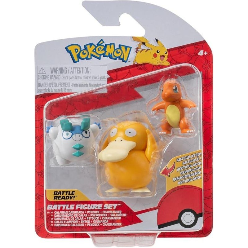 Rei Toys 20402 - Pokemon - Battle Figure Galarian + Psyduck + Charmender