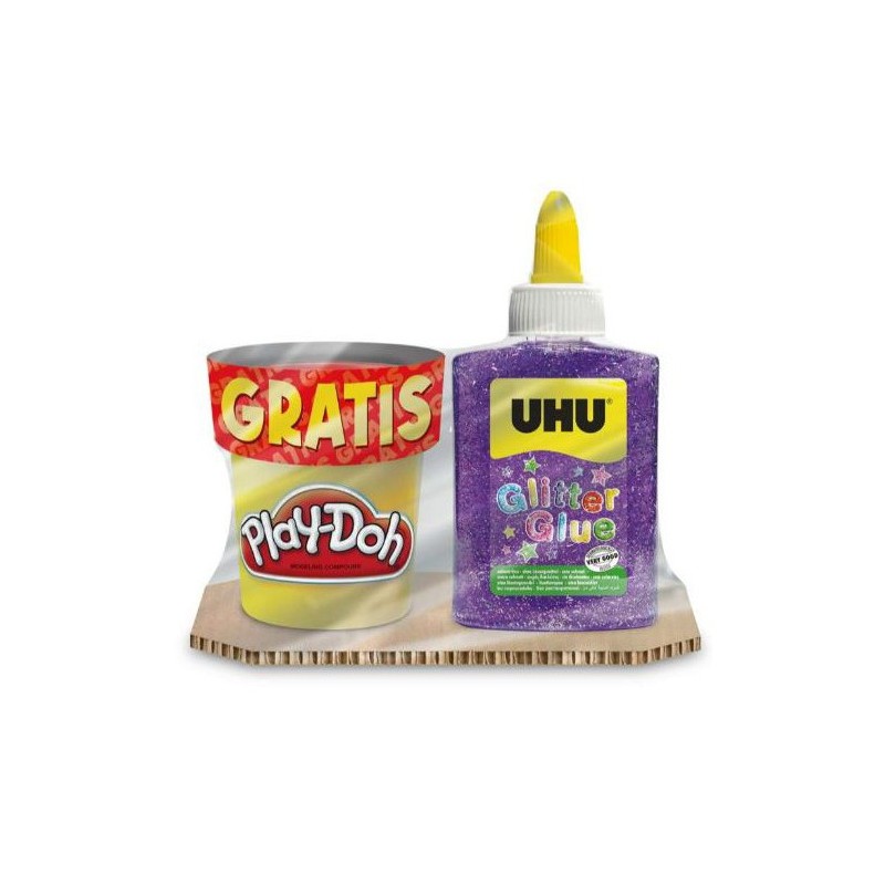 Uhu 1000 - Set Colla Glitter con Vasetto Playdoh Ass