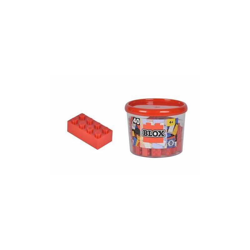 Simba 8875 - Blox Mattoncini Compatibili Barattolo 40 Pz Rosso