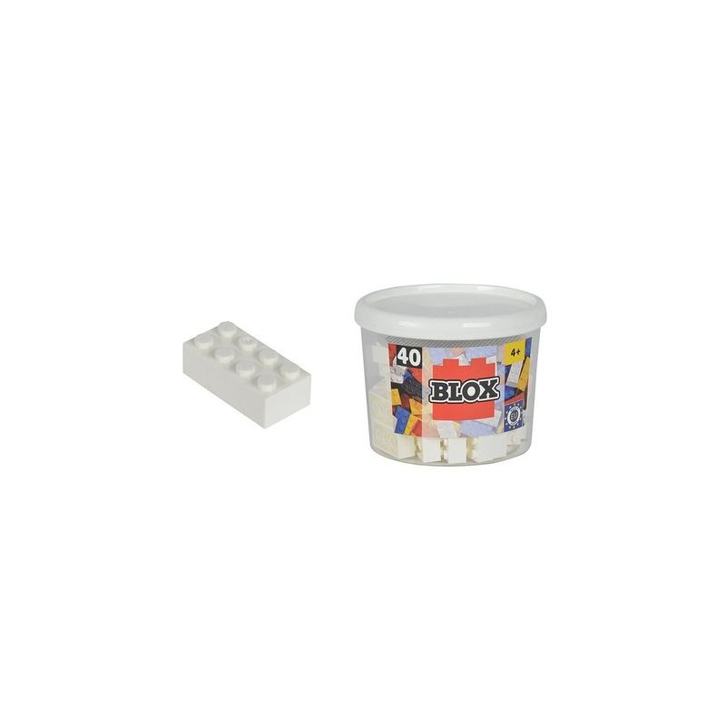 Simba 8890 - Blox Mattoncini Compatibili Barattolo 40 Pz Bianco