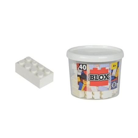 Simba 8890 - Blox Mattoncini Compatibili Barattolo 40 Pz Bianco