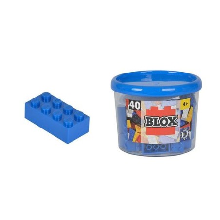 Simba 8881 - Blox Mattoncini Compatibili Barattolo 40 Pz Blu