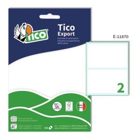 Tico 11870 - Etichette Bianche 118 x 70 mm Busta 20 Etichette