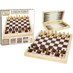 Teorema 40639 - Gioco Dama Scacchi Backgammon Legno 3 in 1